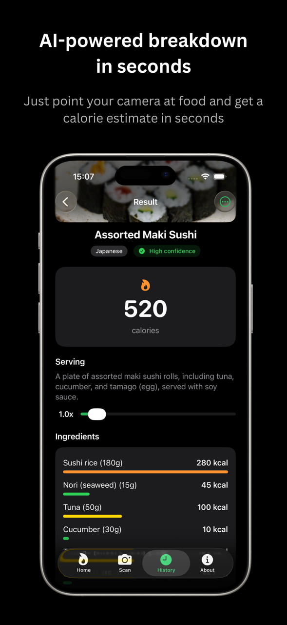 Taking a photo of food to scan calories using Calorie Checker AI camera